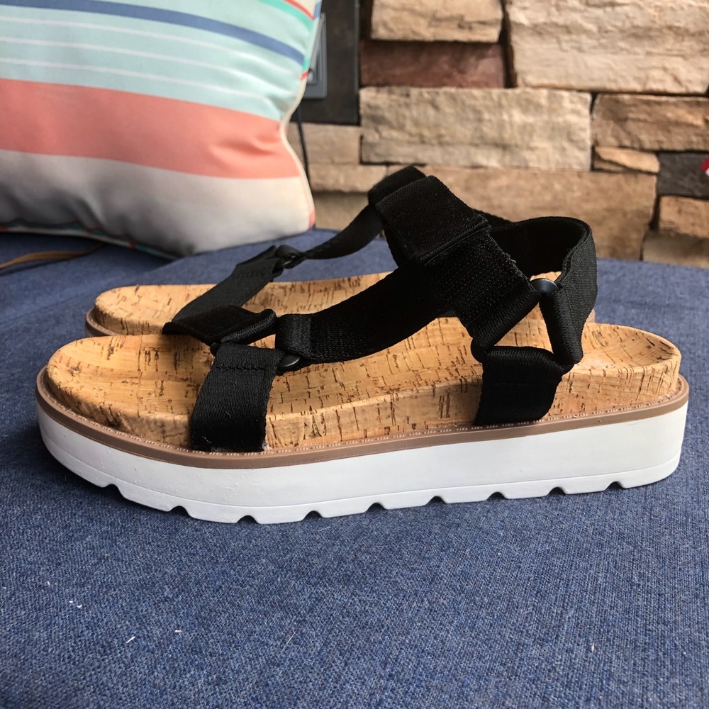 Esprit Black Cork Platform Sport Sandals